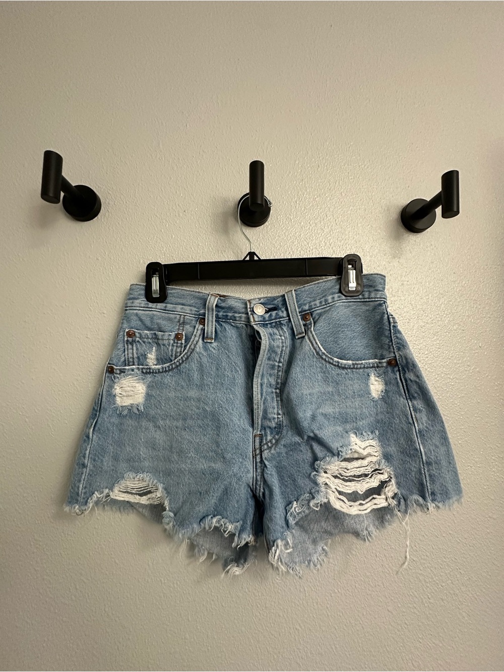 Levi's Light Blue Distressed Denim Cutoff Shorts
